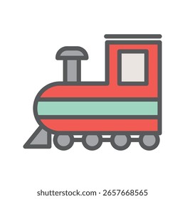 Simple Red and Gray Toy Train Icon with a Single Chimney