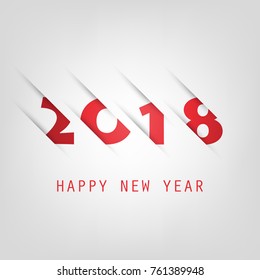 Simple Red and Grey New Year Card, Cover or Background Design Template - 2018