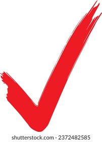 A simple red hand-drawn check mark that can be used for surveys, etc.
