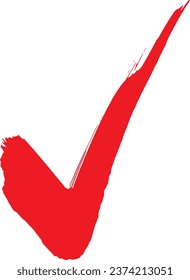 A simple red hand-drawn check mark that can be used for surveys, etc.