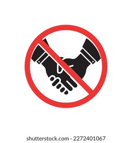 simple red handshake ban with black hand. flat minimal style trend modern logotype graphic design element isolated on white background. concept of healthy lifestyle or easy hygiene rules