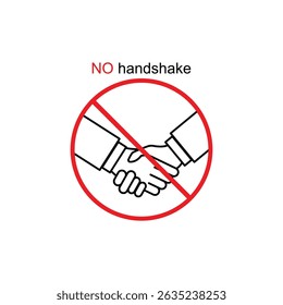 simple red handshake ban with black hand. flat minimal style trend modern logotype graphic design element isolated on white background. concept of healthy lifestyle or easy hygiene rules