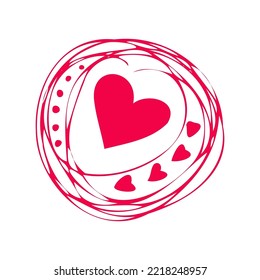 Simple red heart, hand drawn illustration in doodle style. Valentine's day, love, romance