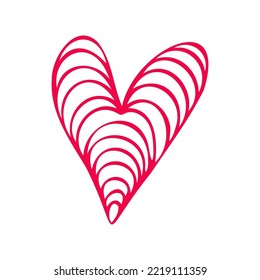 Simple red heart, hand drawn illustration in doodle style. Valentine's day, love, romance