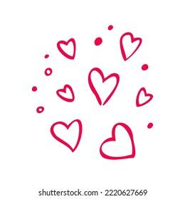 Simple red heart, hand drawn illustration in doodle style. Valentine's day, love, romance