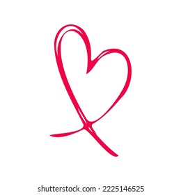 Simple red heart, hand drawn illustration in doodle style. Valentine's day, love, romance