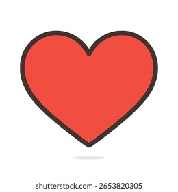 Simple red heart icon with black outline.