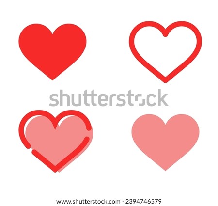 Simple red heart icon set.