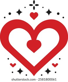 Simple Red Heart Icon, shape on a white background.