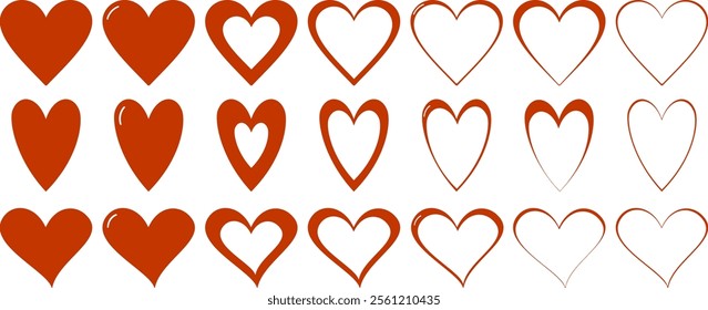 Simple red heart Icons set Love Logo collection for apps website or valentine's card print