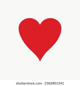 Simple red heart illustration on a white background. Red heart symbol, heart shape, icon. Minimalist heart design, love symbol, graphic. Valentine's Day illustration vector.