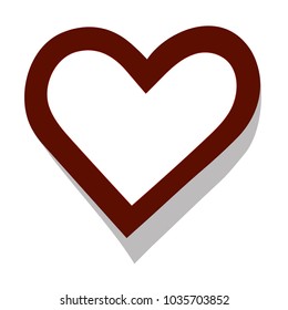 Simple Red Heart Isolated on White Background with Shadow. Valentines Day & Healthy Heart Concept