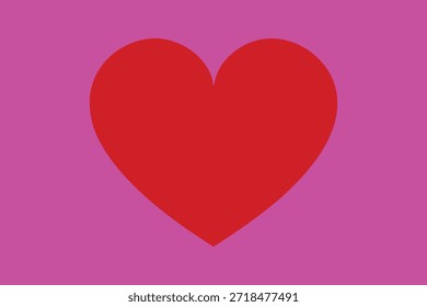 Corazón rojo simple aislado sobre fondo rosa