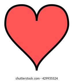 Simple red heart isolated over a white background, vector.