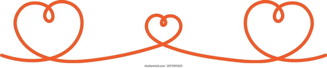 Simple red heart line frame like parent and child