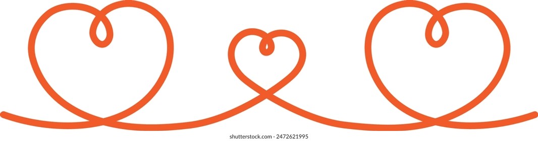 Simple red heart line frame like parent and child