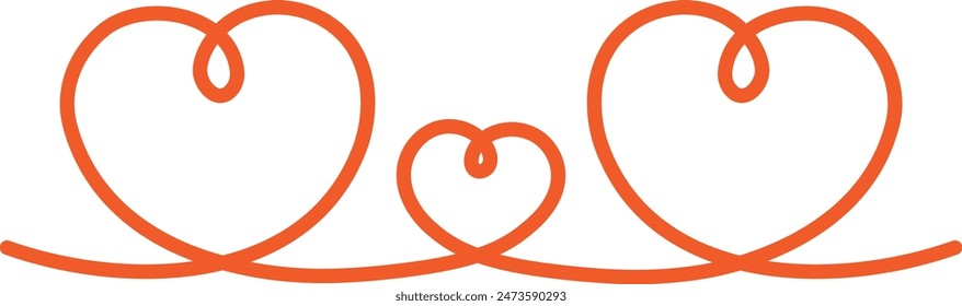 Simple red heart line frame like parent and child
