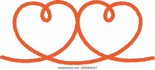 Simple red heart line frame with rough hand-drawn touch