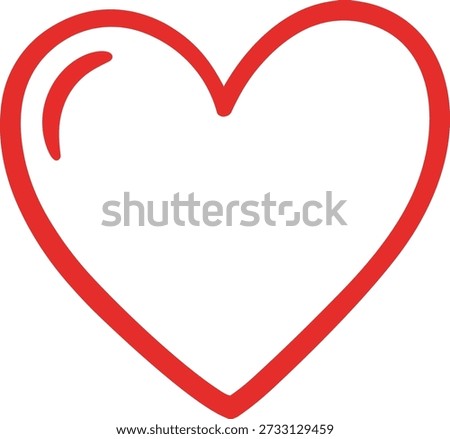 A simple red heart outline on a white background, symbolizing love and affection