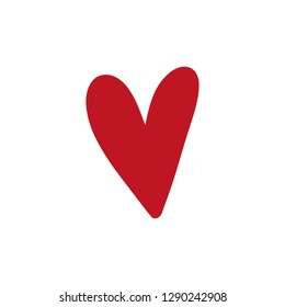 Simple red heart shape. Isolated illustration on white background
