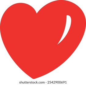 Forma de corazón rojo simple con un recorte blanco en el lado derecho, que representa el amor y el afecto.