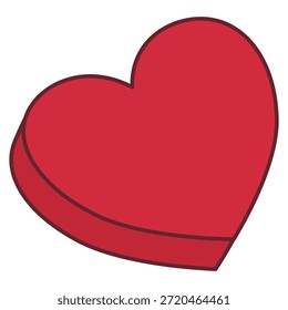 Simple corazón rojo en forma de caja de chocolate o contenedor de regalo gráfico