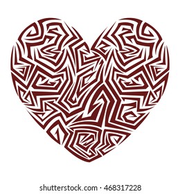 Simple red heart sharp vector icon