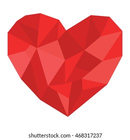 Simple red heart sharp vector icon