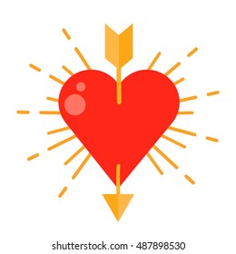 Simple red heart sharp vector icon