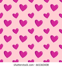 Simple red heart sharp vector seamless pattern and pink color card beautiful celebrate bright emoticon symbol holiday abstract art decoration.