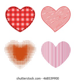 Simple red hearts sharp vector icon