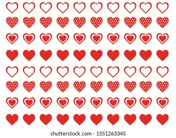 Simple red hearts vector pattern on a white background, Vector background to Valentine's Day