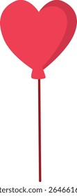Simple red heart-shaped balloon with a string, floating in the air, symbolizing romantic feelings or Valentine’s Day celebration.