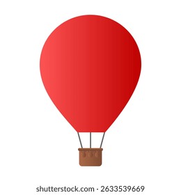 Simple Red Hot Air Balloon Vector on White Background. Floating Hot Air Balloon. Aerial Adventure.