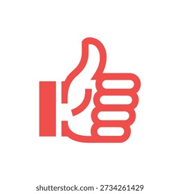 A simple red icon depicting a hand giving a thumbs up, representing positivity.