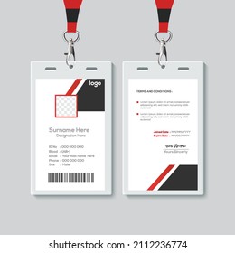 Simple and Red ID Card Design Template. Professional Identity Card Template Vector for Employee.