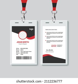 Simple and Red ID Card Design Template. Professional Identity Card Template Vector for Employee.