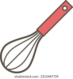 simple red illustration of a whisk