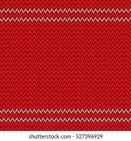 Simple red knitted seamless pattern. Classic Christmas red knitted texture with grey lines