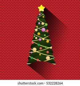 Simple red knitted seamless pattern. Classic Christmas red knitted texture