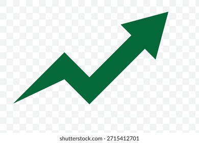 Um gráfico de linhas vermelhas simples com uma tendência ascendente e seta indicando crescimento e progresso