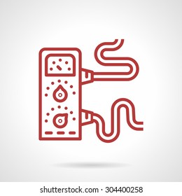Simple red line vector icon for power supply equipment for tattoo machine. Design element for business and website. Element for the logo