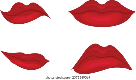 
Simple red lip icon set vector art