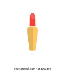 simple red lipstick icon with shadow. concept of feminine, kiss, beauty products, personal decoration, artistic. isolated on white background. flat style trendy modern logo design vector illustration