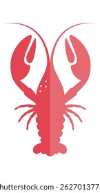 Simple red  lobster icon isolated on white background. Minimalistic style. Flat logo. Template for web, cafe, restaurant, shops. Seafood  concept.  Sea animals Design element. Vector illustration. 