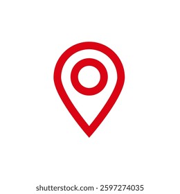 Simple red location marker symbol, commonly used in digital maps for pinpointing specific places.