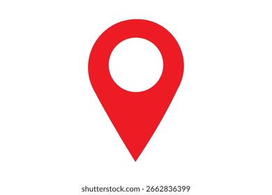Einfaches rotes Pin-Symbol für GPS-Karten, Navigations- und Reiseanwendungen.
