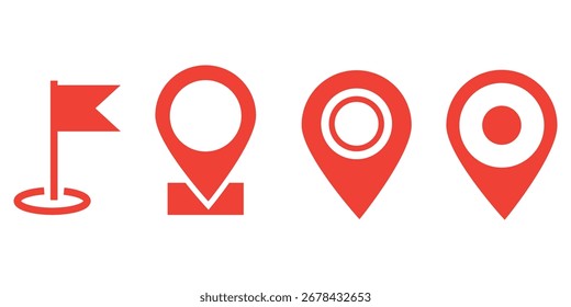 Simple red location pin icon for navigation and mapping, 