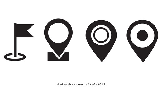 Icono rojo simple del perno de la ubicación para la navegación y el mapeo, 