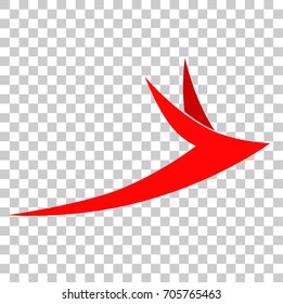 Simple Red Logo : Bird or Airplane  at Transparent Effect Background